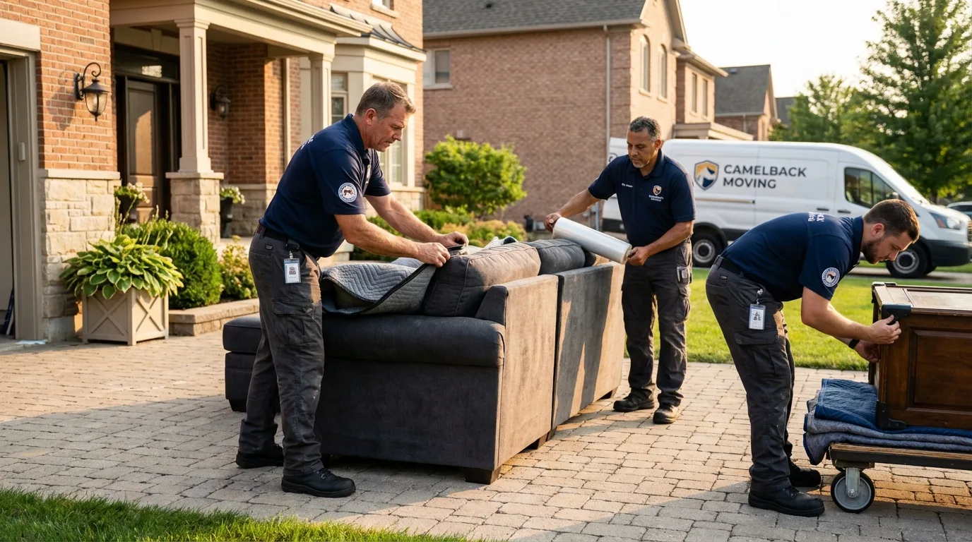 Large estate moving crew wrapping furniture in Glen Carbon, IL