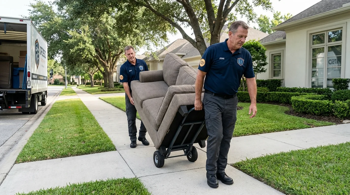 Local residential moving crew loading furniture in Glen Carbon, IL